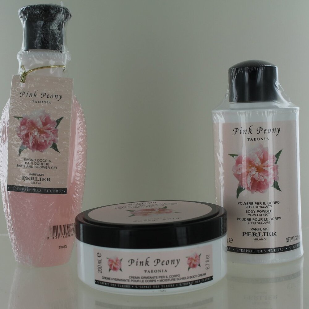 New Pink Peony Paeonia Set - Bath/Shower Gel, Body Powder & Body Cream